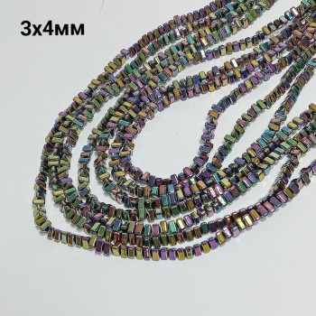 Бусины из гематита с покрытием 3х4мм, 137шт. в нити