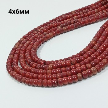 Бусины из коралла, диаметр 6мм, 100шт в нити. 