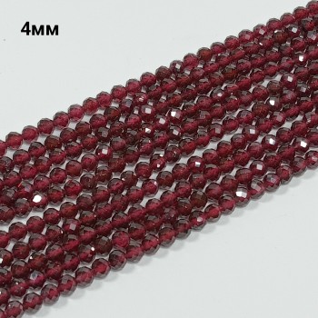 Бусины из натурального граната граненые, диаметр 4мм, 112шт в нити. 