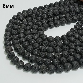 Бусины из вулканической лавы, диаметр 8мм, 46шт в нити. 
