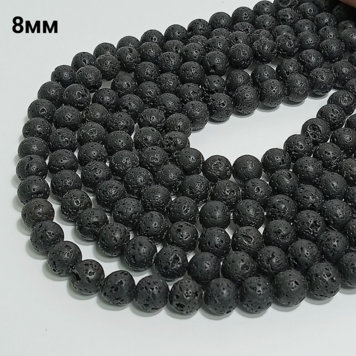 Бусины из вулканической лавы, диаметр 8мм, 46шт в нити. 