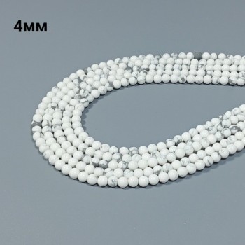 Бусины из натурального говлита, диаметр 4мм, 94шт в нити.