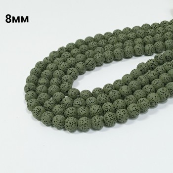 Бусины из вулканической лавы (тонированные), диаметр 8мм, 41шт в нити. 