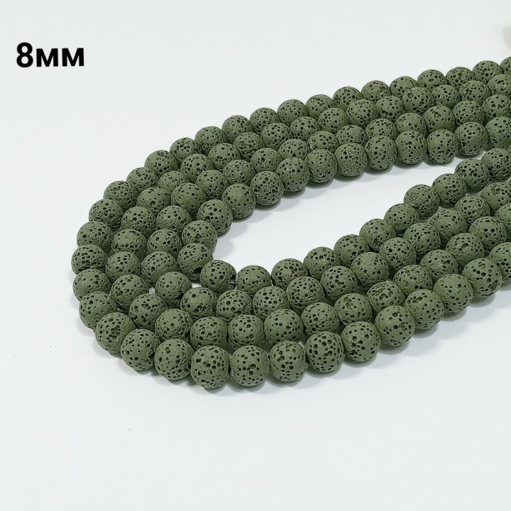 Бусины из вулканической лавы (тонированные), диаметр 8мм, 41шт в нити. 