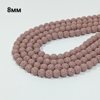 Бусины из вулканической лавы (тонированные), диаметр 8мм, 41шт в нити. 