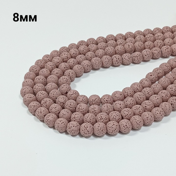 Бусины из вулканической лавы (тонированные), диаметр 8мм, 41шт в нити. 