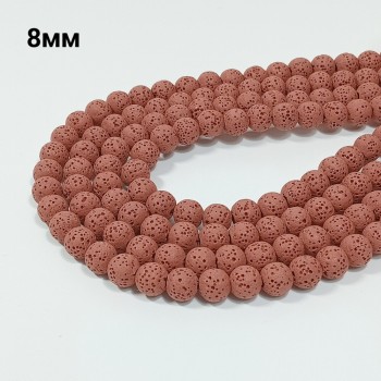 Бусины из вулканической лавы (тонированные), диаметр 8мм, 41шт в нити. 