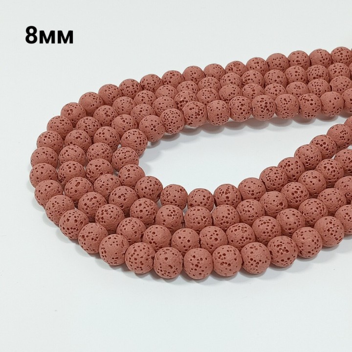 Бусины из вулканической лавы (тонированные), диаметр 8мм, 41шт в нити. 