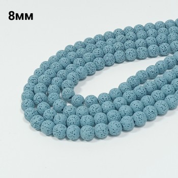 Бусины из вулканической лавы (тонированные), диаметр 8мм, 41шт в нити. 