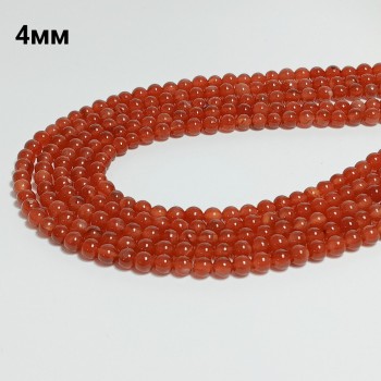 Бусины из натурального сердолика гладкие, диаметр 4мм, 94шт в нити. 