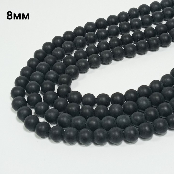 Бусины из искусственного шунгита гладкие, диаметр 8мм, 52шт в нити. 
