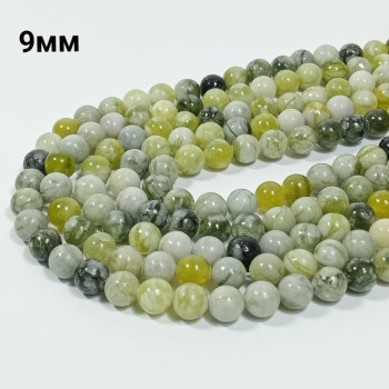 Бусины из жадеита гладкие, диаметр 8.5-9мм, 46шт в нити. 