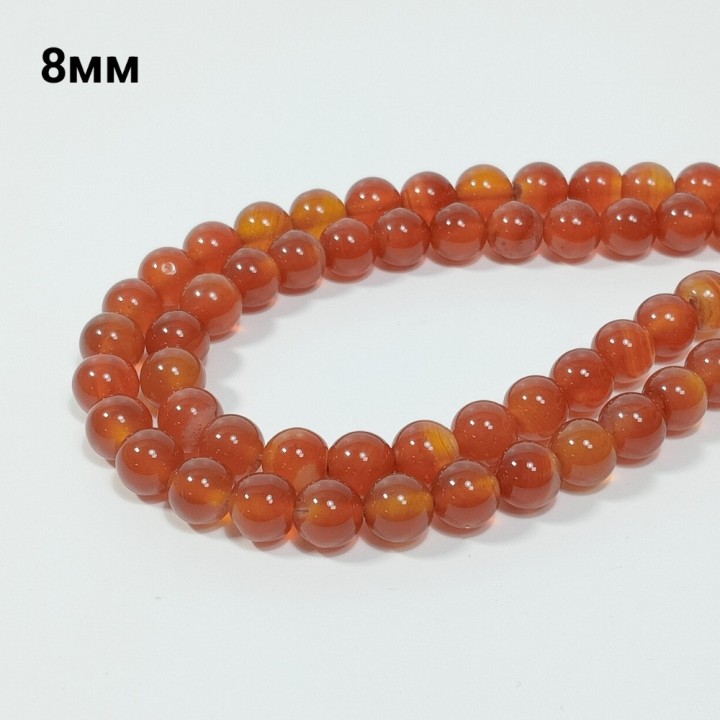 Бусины из сердолика гладкие, диаметр 8мм, 48шт в нити. 
