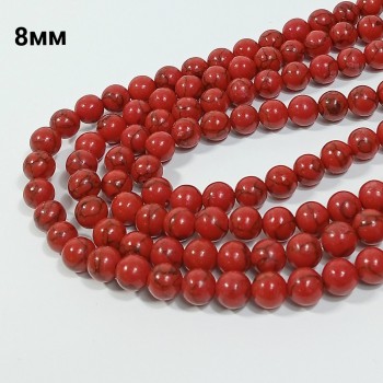 Бусины из искусственного коралла, диаметр 8мм, 47шт в нити. 