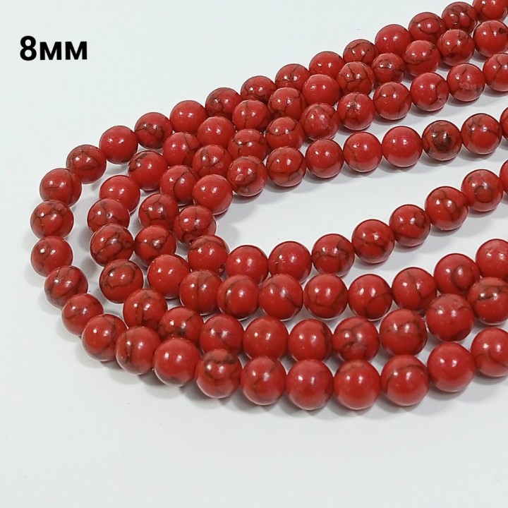 Бусины из искусственного коралла, диаметр 8мм, 47шт в нити. 