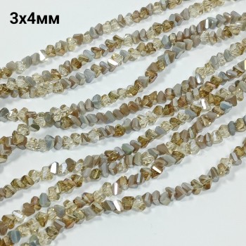 Бусины "алмазное стекло", размер 3х4мм, 120-125шт в нити, длина нити 32см