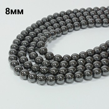Бусины из гематита 8мм, 53шт. в нити