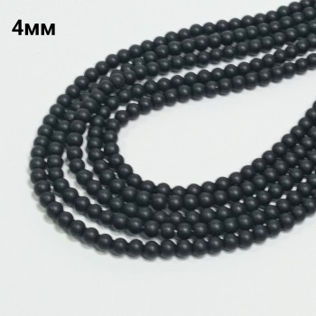 Бусины из искусственного шунгита гладкие, диаметр 4.5мм, 97шт в нити. 