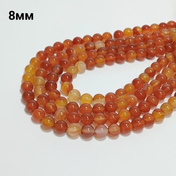 Бусины из сердолика гладкие, диаметр 8мм, 48шт в нити. 