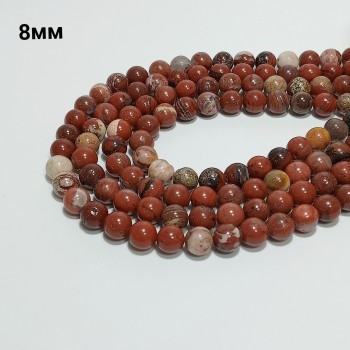 Бусины из натуральной красной яшмы, диаметр 8мм, 46шт в нити