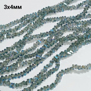 Бусины "алмазное стекло", размер 3х4мм, 120-130шт в нити, длина нити 34-35см