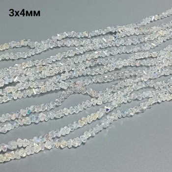 Бусины "алмазное стекло", размер 3х4мм, 120-130шт в нити, длина нити 34-35см
