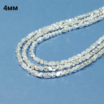 Бусины из гематита с серебристым покрытием, размер 4мм, 100шт. в нити