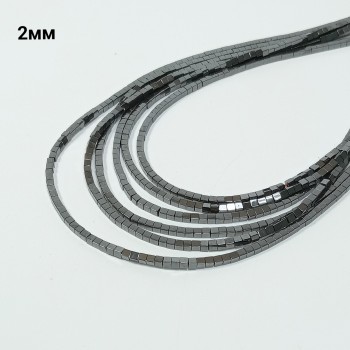 Бусины из гематита "кубик", размер 2мм, 175-177шт. в нити