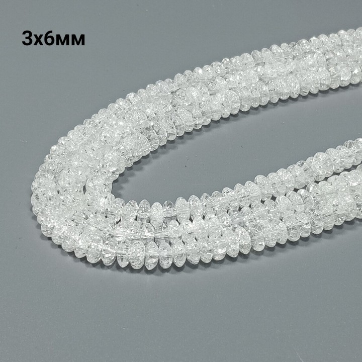 Бусины из искусственного сахарного кварца, 3х6мм, 120шт в нити. 