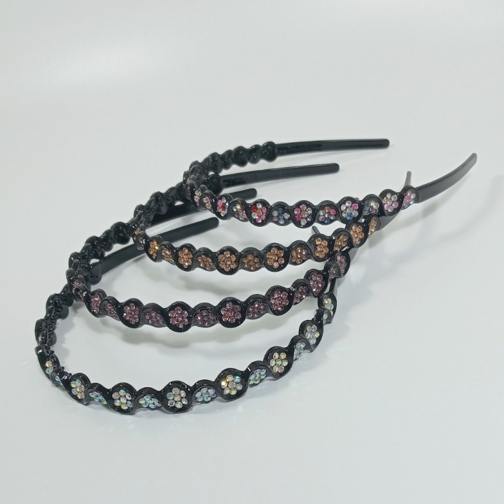  Ободок пластиковый со стразами (цена за 1шт), арт. 1379