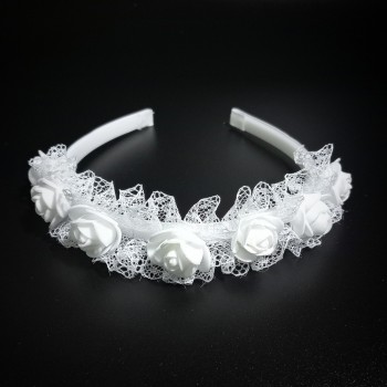  Ободок детский с белыми цветочками, арт. 1359