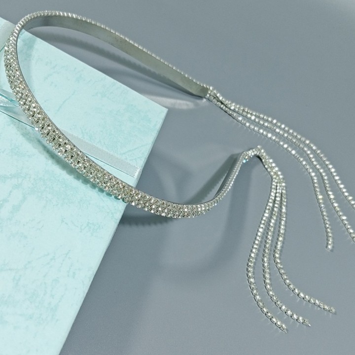  Ободок металлический со стразами, арт. 1349