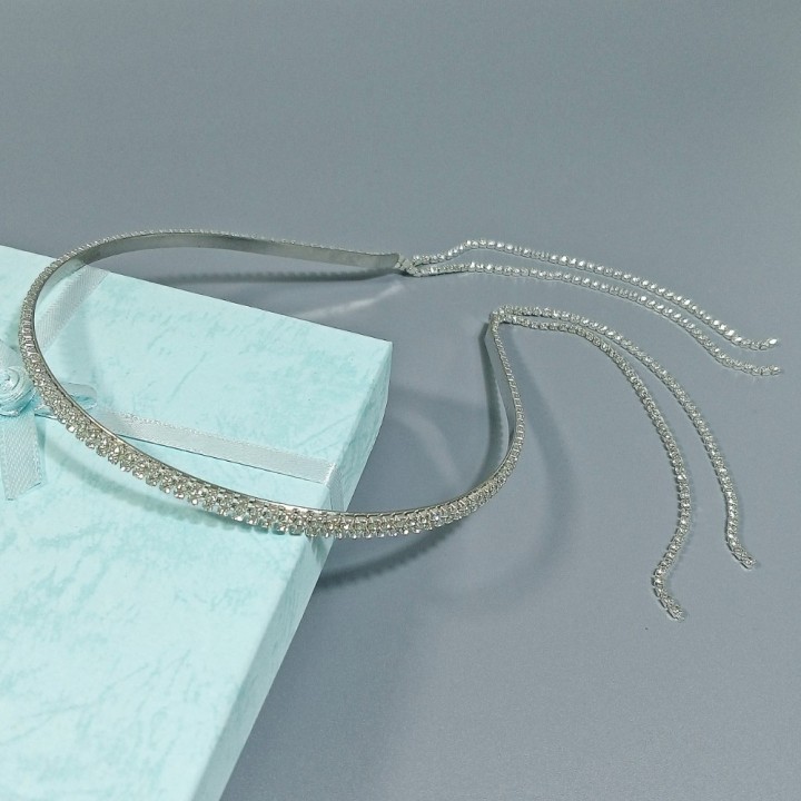  Ободок металлический со стразами, арт. 1345