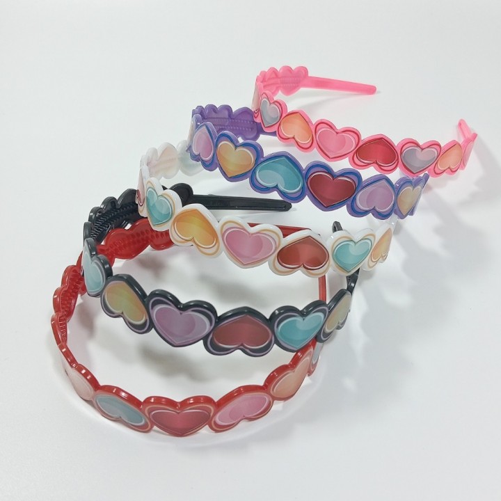 Ободок пластиковый с рисунком "Сердечки" (цена за 1шт), арт. 1363