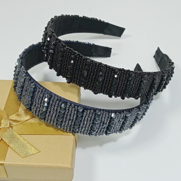  Ободок с хрустальными бусинами и бисером (цена за 1шт), арт. 13106