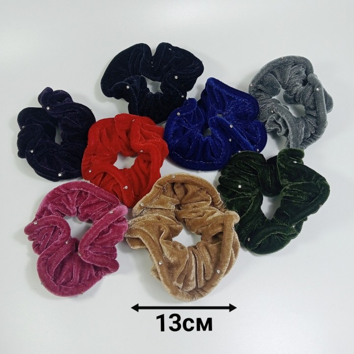  Резинка из велюра со стразами, диаметр 13см (цена за 1шт.), арт. 10249