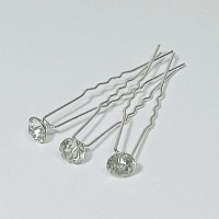  Шпильки со стразами, цвет - белый (цена за 1шт), арт. 2434-3