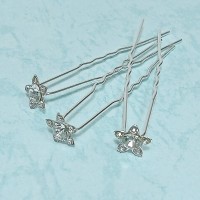  Шпильки со стразами, цвет - белый (цена за 1шт), арт. 2413-4