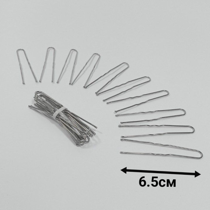 Набор шпилек 10шт, 6,5см (серебристые), арт. 2422 (Россия)