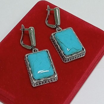  Серьги с искусственной бирюзой, арт. 2248-02