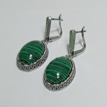  Серьги с искусственным малахитом, арт. 2248-04